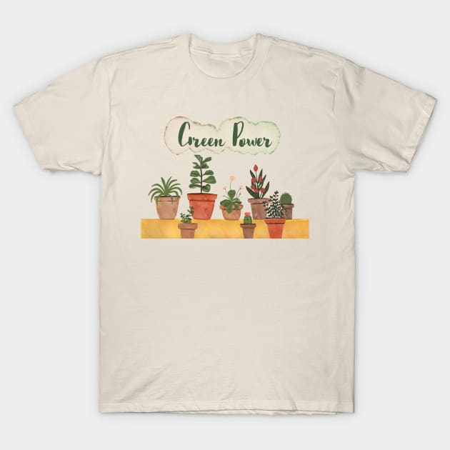 Green power pots T-Shirt by Mimie20